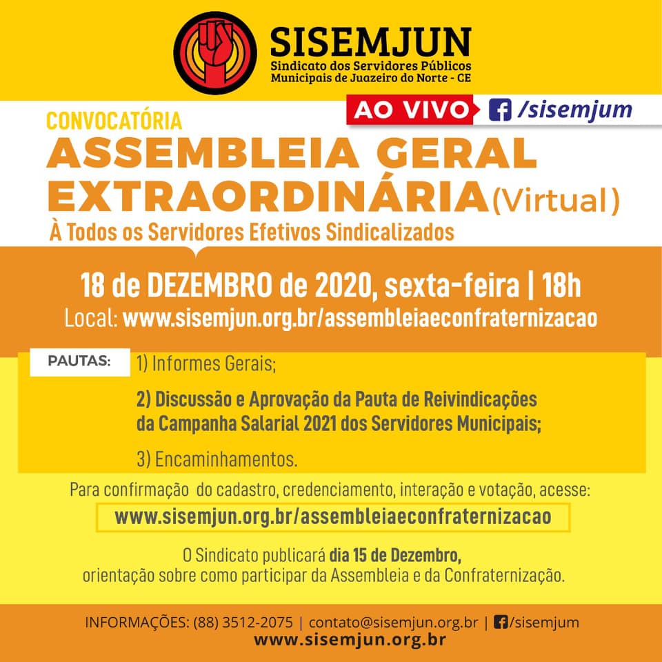 Assembleia Geral Extraordinária Virtual de Abertura da Campanha Salarial 2021
