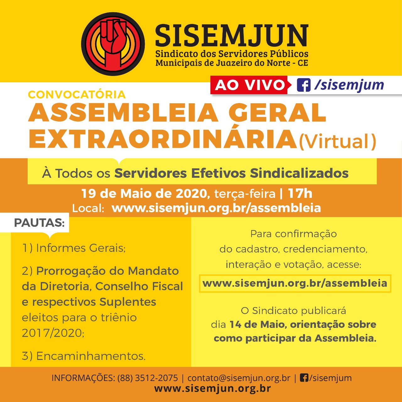 Foto 1 — SISEMJUN realizará Assembleia remota